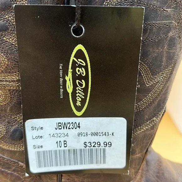 NWT J.B. Dillon Cowboy Boots Style: JBW2304 Size 10B