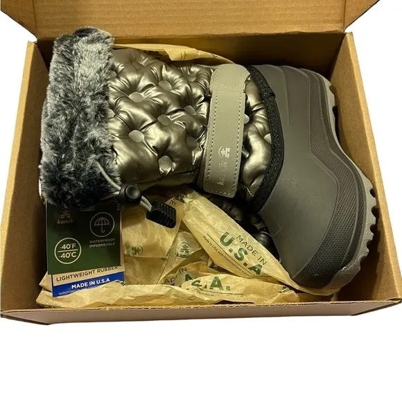 NWT Kamik Girl's Penny 3 Silver Waterproof Insulated Winter/Snow Boots Size 13