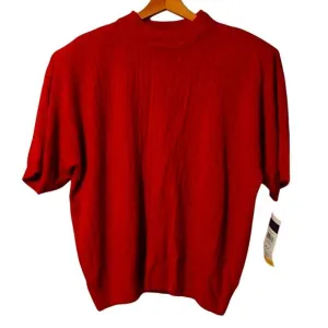 NWT Maggie McNaughton Red/Orange Short-Sleeve Sweater – 2X!  0021
