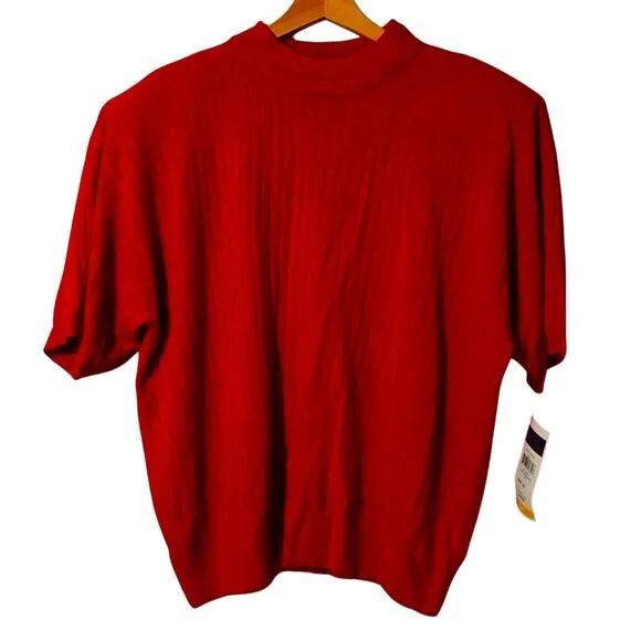 NWT Maggie McNaughton Red/Orange Short-Sleeve Sweater – 2X!  0021