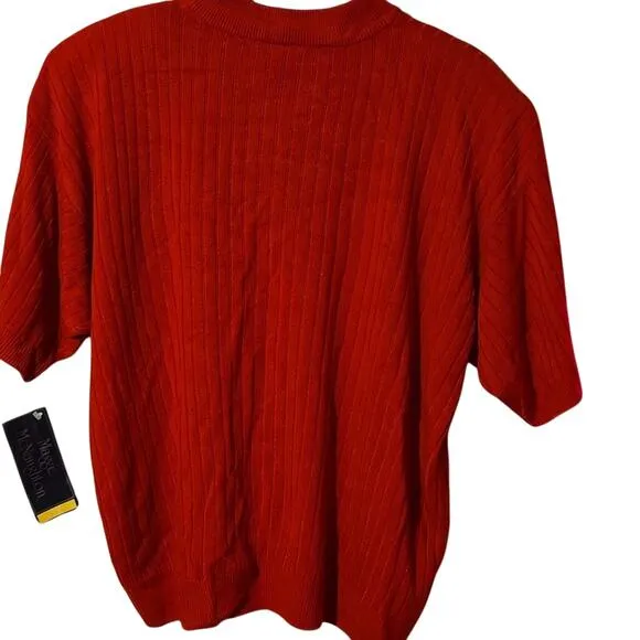 NWT Maggie McNaughton Red/Orange Short-Sleeve Sweater – 2X!  0021