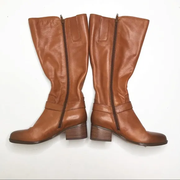 NWT Naturalizer Dalton Wide Calf Brown Cognac Leather Tall Riding Boots 5