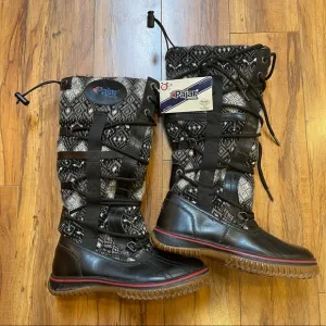 NWT PajarCanada Crosby Aztec Print Fair Isle Wool Leather Winter Snow Boot 5-5.5
