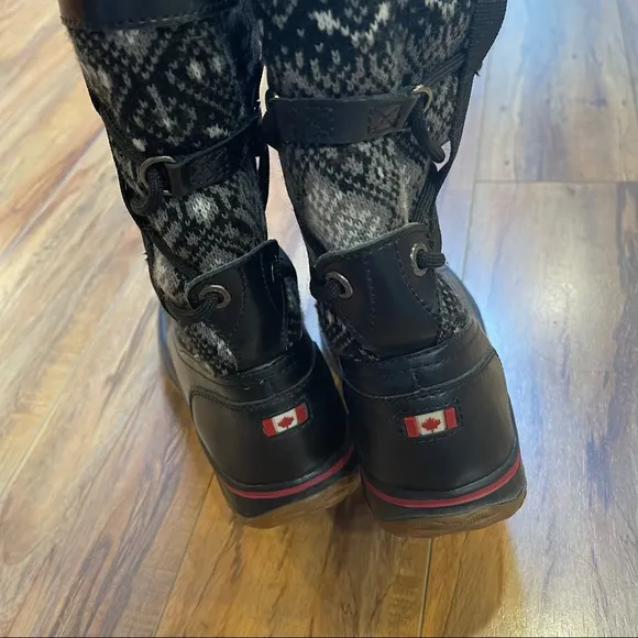 NWT PajarCanada Crosby Aztec Print Fair Isle Wool Leather Winter Snow Boot 5-5.5