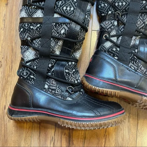 NWT PajarCanada Crosby Aztec Print Fair Isle Wool Leather Winter Snow Boot 5-5.5