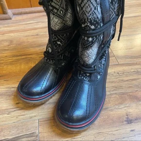 NWT PajarCanada Crosby Aztec Print Fair Isle Wool Leather Winter Snow Boot 5-5.5