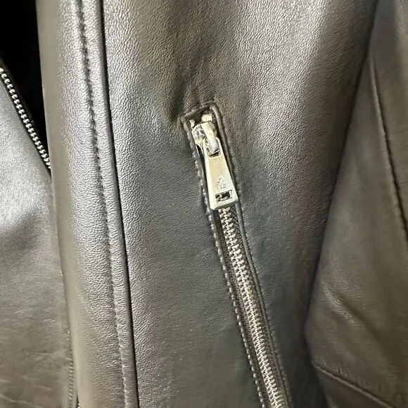 NWT Ralph Lauren Black Leather Moto Jacket XXL Asymmetrical Zip $600 Soft Lamb