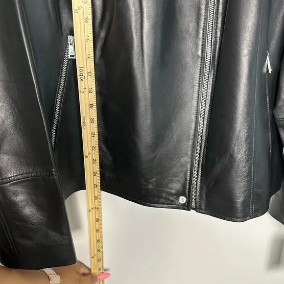NWT Ralph Lauren Black Leather Moto Jacket XXL Asymmetrical Zip $600 Soft Lamb