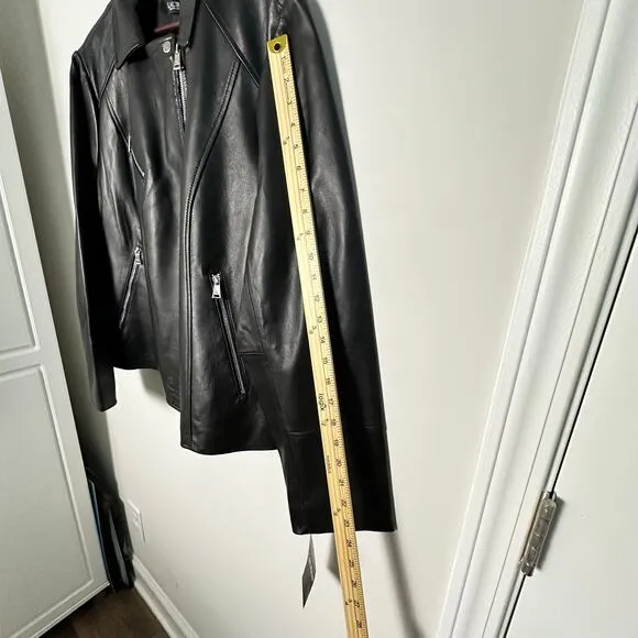 NWT Ralph Lauren Black Leather Moto Jacket XXL Asymmetrical Zip $600 Soft Lamb