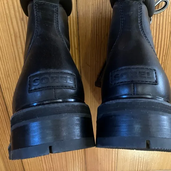 NWT SOREL Women’s Lenox Lace Up Waterproof Leather Combat Boots in Black Sz 12.