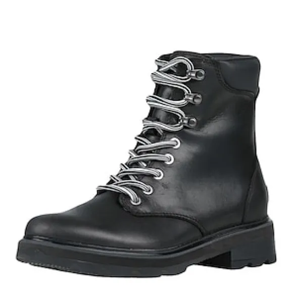 NWT SOREL Women’s Lenox Lace Up Waterproof Leather Combat Boots in Black Sz 12.