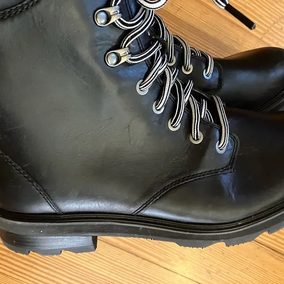 NWT SOREL Women’s Lenox Lace Up Waterproof Leather Combat Boots in Black Sz 12.