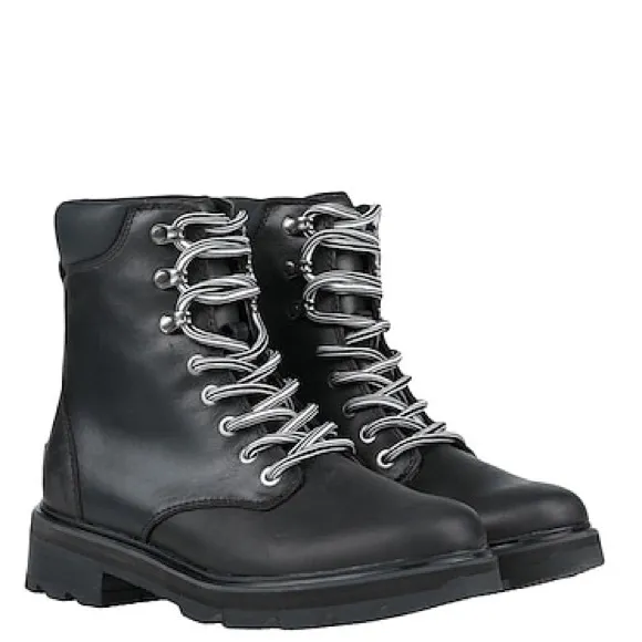 NWT SOREL Women’s Lenox Lace Up Waterproof Leather Combat Boots in Black Sz 12.