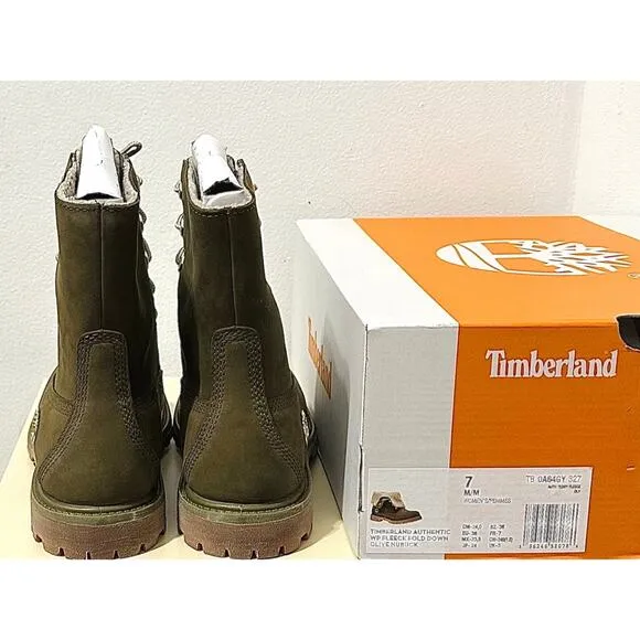 NWT: Timberland - Women's Olive Nubuck, Teddy Fleece, Fold-Down Waterproof Boots