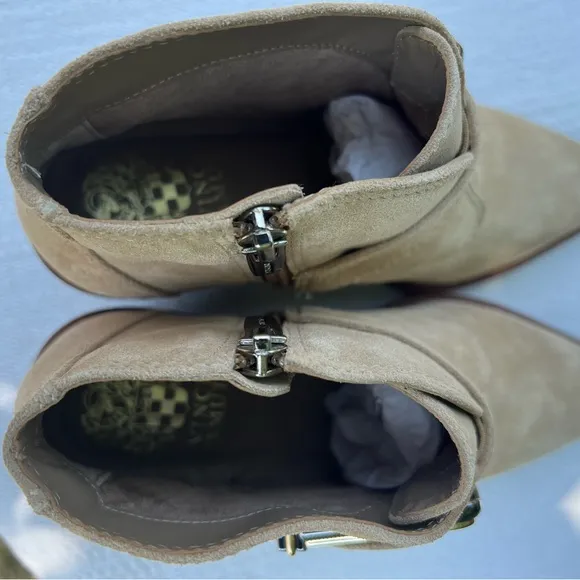 NWT Vince Camuto Ankle Buckle Tan Suede Boots Western Size 5