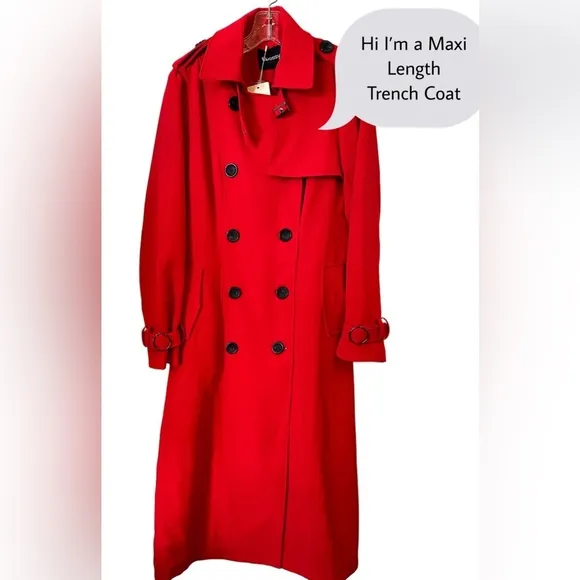 NWT Women’s Double Breasted Dress Casual Maxi Trench Coat