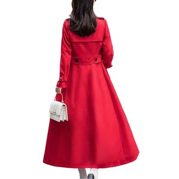 NWT Women’s Double Breasted Dress Casual Maxi Trench Coat