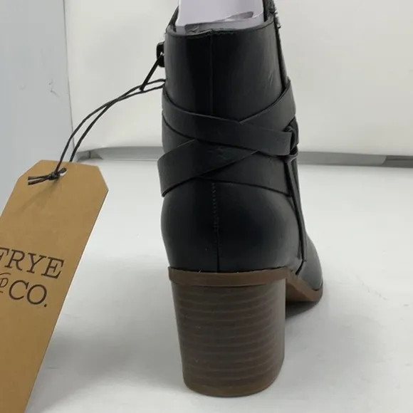 NWT Women’s Frye &amp; Company Indiana black vegan leather bootie, size 6.5 M