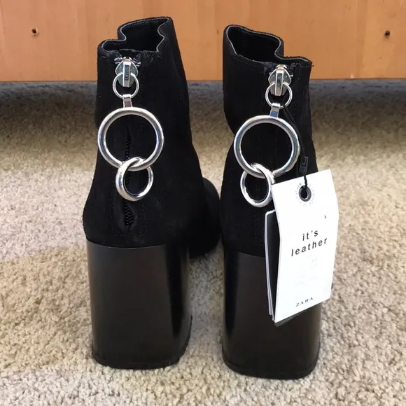 NWT! ZARA size 6 black leather ankle boots