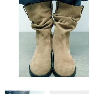 NWT Zara Tan Suede Slouch Boots