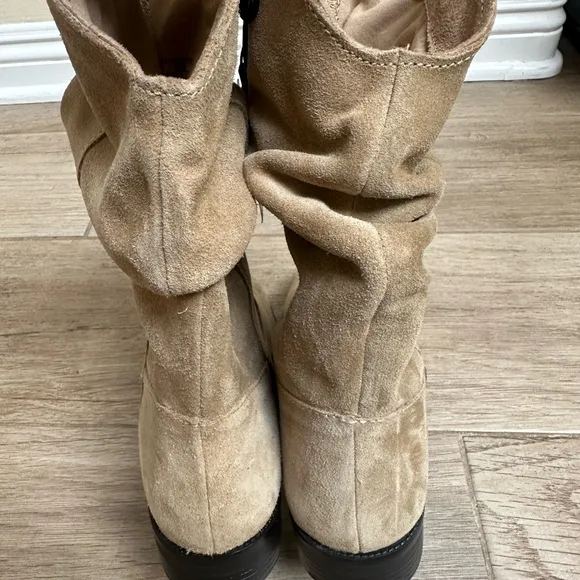 NWT Zara Tan Suede Slouch Boots