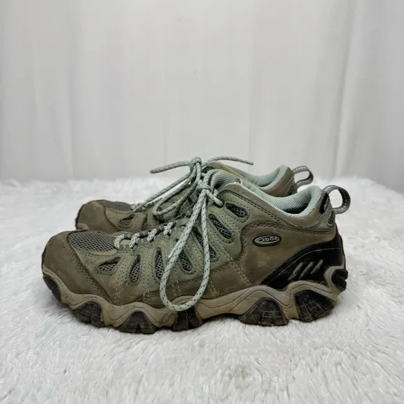 OBOZ / Sawtooth low dry hiking boots brown gray teal / 9