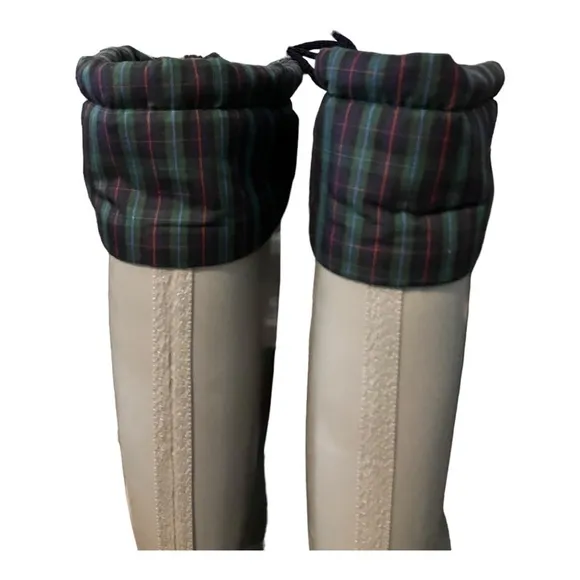 OKESPOR Spike Snow Boots Grey Plaid Top Lining Size Fuzzy 12.5 US 46 Eur