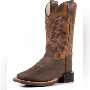 Old West Kids' 8&quot; Square Toe Boots - Distressed Cowboy Boots Sz 4