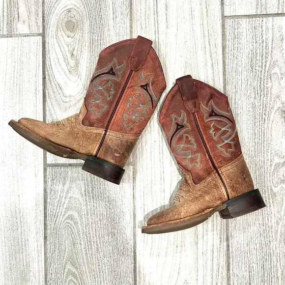 OLD WEST KIDS' DISTRESSED VAMP COWBOY BOOTS Size‎ 8.5