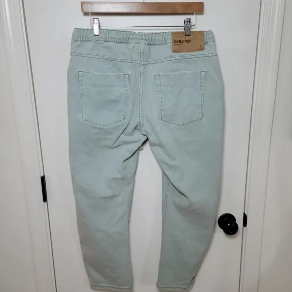 One Teaspoon Faded Khaki Shabbies Drawstring Boyfriend Jeans 100% Cotton Size M