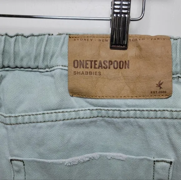 One Teaspoon Faded Khaki Shabbies Drawstring Boyfriend Jeans 100% Cotton Size M