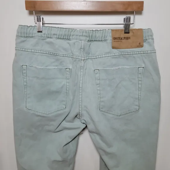One Teaspoon Faded Khaki Shabbies Drawstring Boyfriend Jeans 100% Cotton Size M