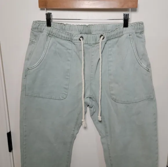 One Teaspoon Faded Khaki Shabbies Drawstring Boyfriend Jeans 100% Cotton Size M