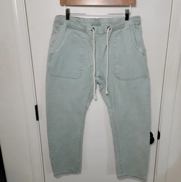 One Teaspoon Faded Khaki Shabbies Drawstring Boyfriend Jeans 100% Cotton Size M