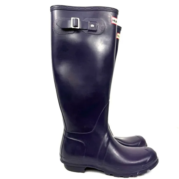 Original Tall Hunter Waterproof Rain Boots in Aubergine (dark purple) sz 8