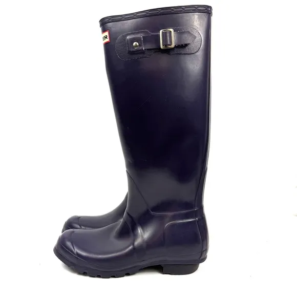 Original Tall Hunter Waterproof Rain Boots in Aubergine (dark purple) sz 8