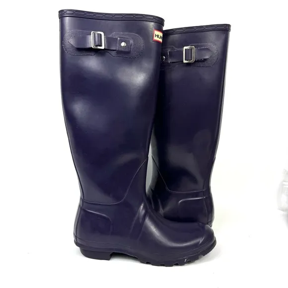 Original Tall Hunter Waterproof Rain Boots in Aubergine (dark purple) sz 8