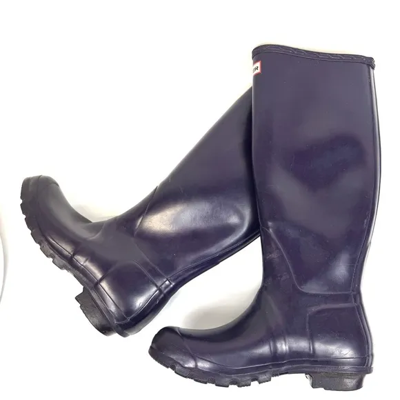 Original Tall Hunter Waterproof Rain Boots in Aubergine (dark purple) sz 8