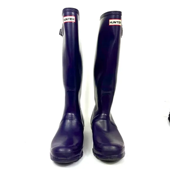 Original Tall Hunter Waterproof Rain Boots in Aubergine (dark purple) sz 8