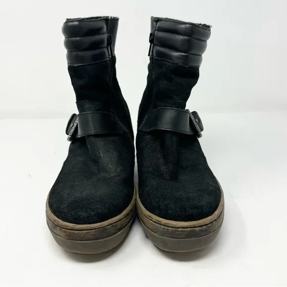 OTBT Gordon Leather Hidden Wedge Sneakers Boots Black Size 6.5