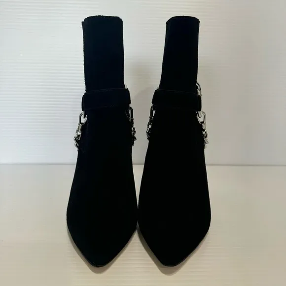 Paige London Black Suede Leather Chain Heel Boots Size 7