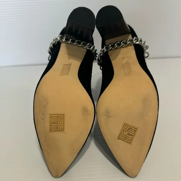Paige London Black Suede Leather Chain Heel Boots Size 7