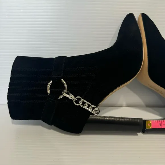 Paige London Black Suede Leather Chain Heel Boots Size 7