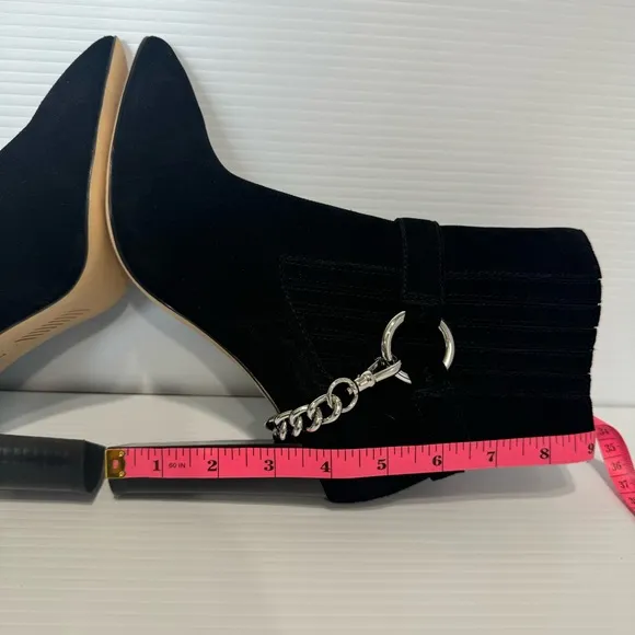 Paige London Black Suede Leather Chain Heel Boots Size 7