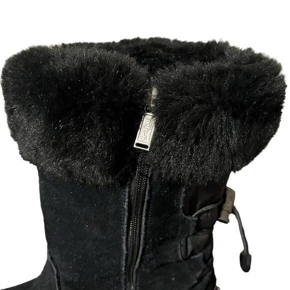 Pajar Canada Kady Black Waterproof Leather &amp; Fur Winter Boots Women’s Size 8-8.5