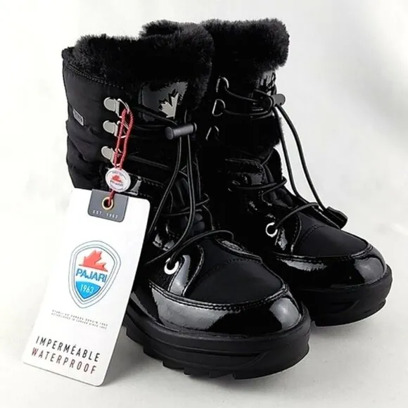 PAJAR Youth Tacey Black Winter Waterproof Zip Up Boot Thermal -30°C Size US 1.5