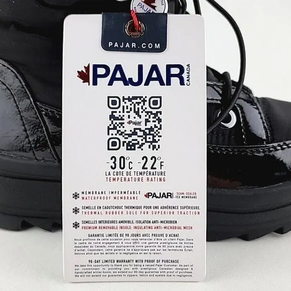 PAJAR Youth Tacey Black Winter Waterproof Zip Up Boot Thermal -30°C Size US 1.5