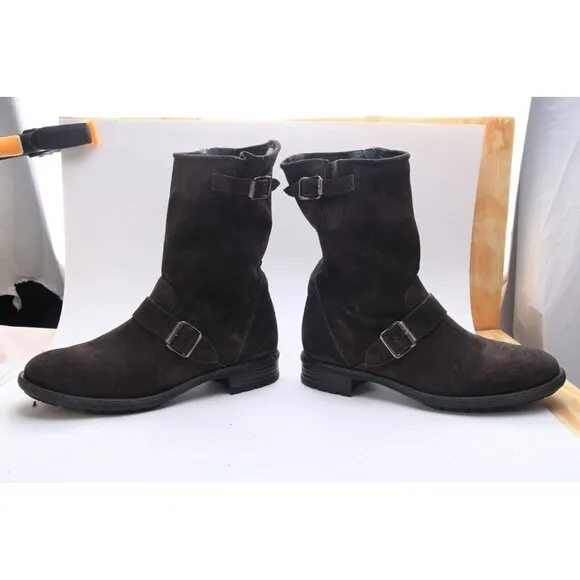 Paul Green Adison Engineer Boots Buckle Pull On Suede Women's UK 6 Us 8.5