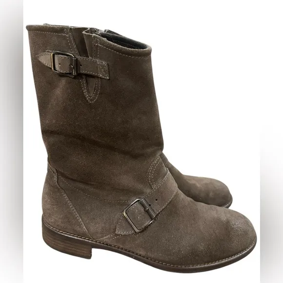 Paul Green boots buckle suede biker riding  sz 6.5 gray 9 US B9