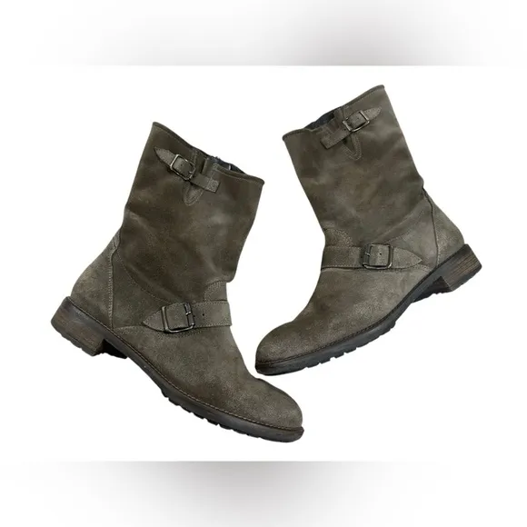 Paul Green boots buckle suede biker riding  sz 6.5 gray 9 US B9